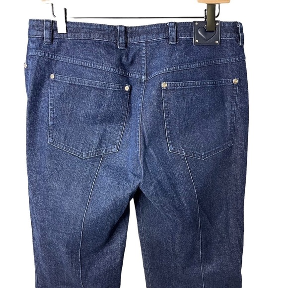 Escada Straight Leg Jeans Dark Wash Size 42 Raised Seam - Picture 5 of 9